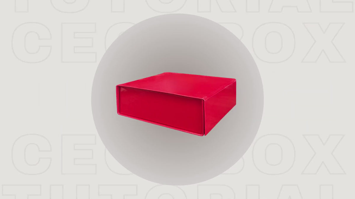 A cecobox magnetic gift box folding from flat into a finished box